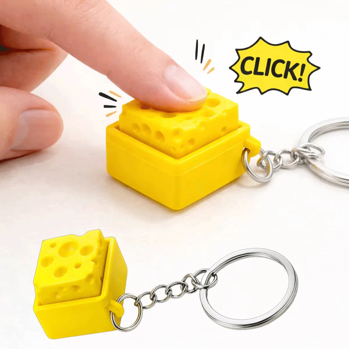 Mini Cheese Clicker KeyChain 🧀 (5-pack)